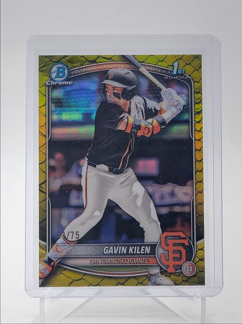 GAVIN KILEN 2025 BOWMAN CHROME DRAFT 1ST YELLOW REPTILIAN GIANTS /75 Q0895