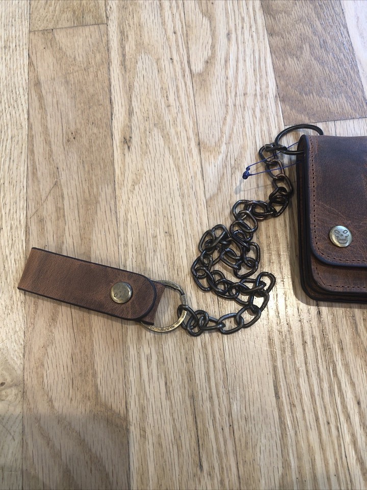 Handmade Phantom Rider leather wallet, Long bifold wallet, Biker chain ...