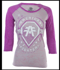 AMERICAN FIGHTER by AFFLICTION Merrimack Womens 3/4 Sleeve Raglan T-shirt NWT
