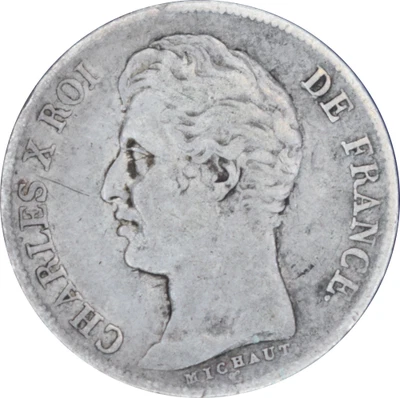 1 Franc Charles X 1827 K (Bordeaux) 4,85g F207 Argent 43 878ex TTB - Photo 1/2