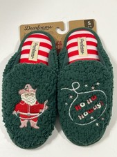 DEARFOAMS Womens Small 5-6 Christmas Cowboy Santa Slippers NEW