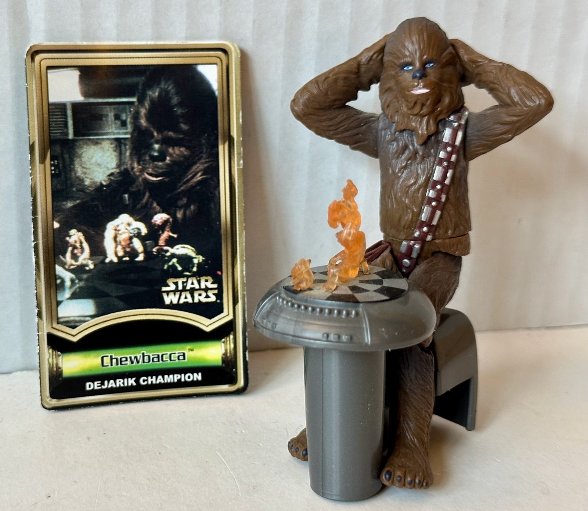 Star Wars Dejarik Champion Chewbacca with chess board and card