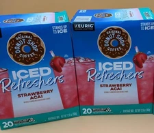 Donut Shop Iced Refreshers Strawberry Açaí KCup Keurig 20 Count Pods 2 Pack