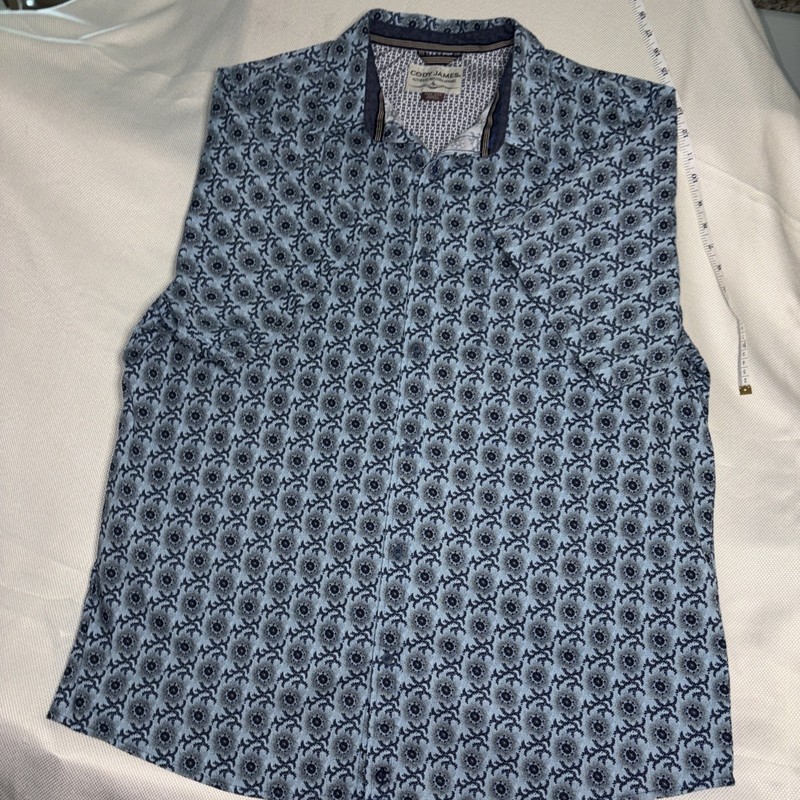 Cody James Men’s XXL Western Shirt Blue Geometric Print Short Sleeve Button Down