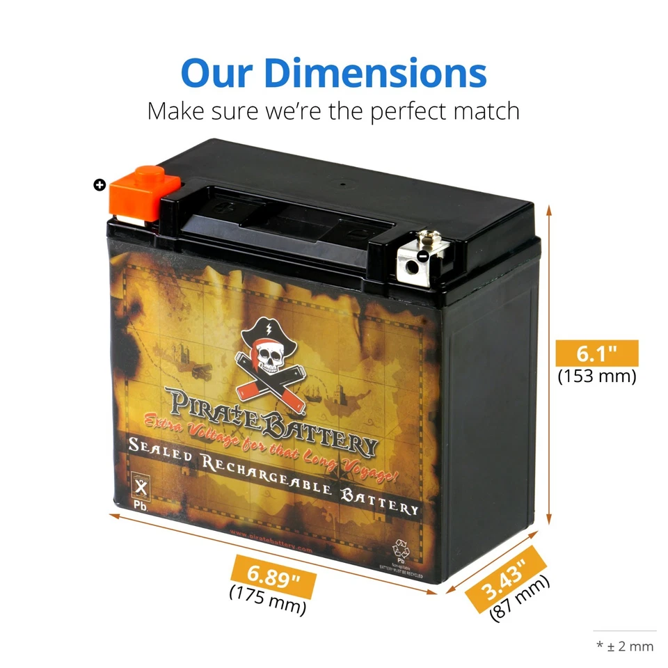 YTX20-BS High Performance - Maintenance Free - Sealed AGM Motorcycle Battery - Image 2 of 4