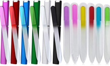 12 Pack Glass Nail Files Double Sided Crystal Fingernail Files w Case Gift Set