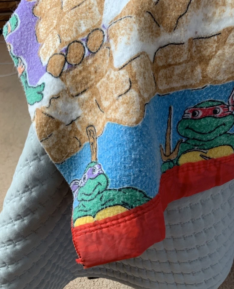 Винтажное флисовое одеяло Teenage Mutant Ninja Turtles TMNT 1988 Mirage 86x75 редкое - Изображение 3 из 4