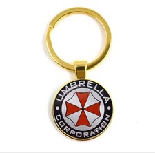 Biohazard Umbrella Corporation Metal Keychain Logo - Gold Black White Orange