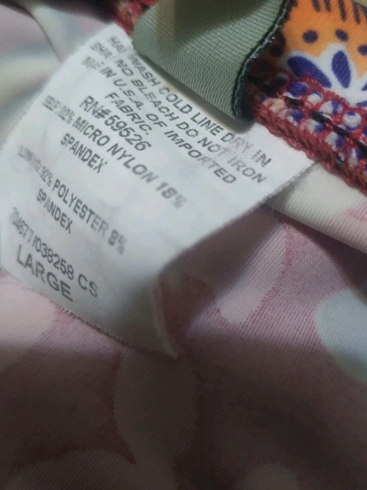 BECCA By Rebecca V. Bikini Large 2 Piece Red Green Floral Beads Swimwear - Image 3 of 4