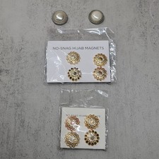 Hijab No-Snag Magnetic Pins 5 Sets Flowers and Faux Pearls Pinless