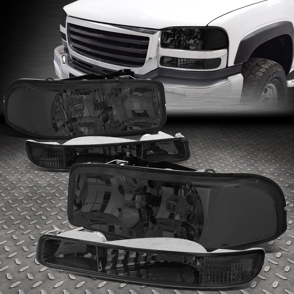 CARCASA LENTE HUMO PARACHOQUES FARO + LUZ ANTINIEBLA/LÁMPARA PARA 03-06 SIERRA 1500-3500 Foto 2 de 4