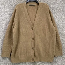 Jenni Kayne Cocoon Cardigan Camel Brown 100% Cashmere Oversized Size Small