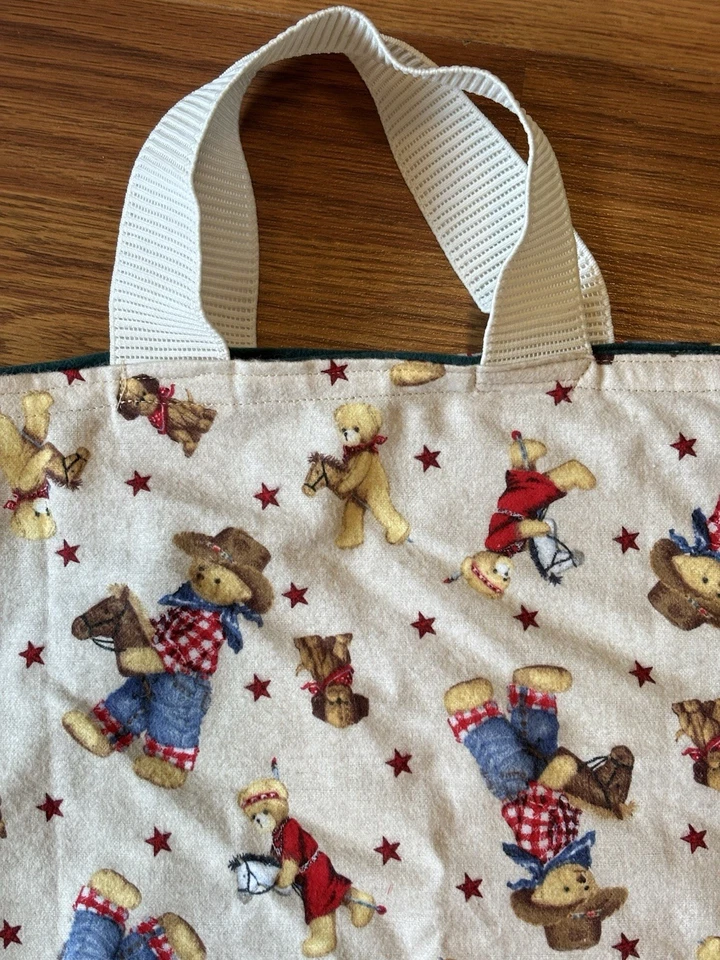 Bolso reversible de franela de oso de peluche vaquero artesanal bebé/niño pequeño para montar a caballo Foto 4 de 4