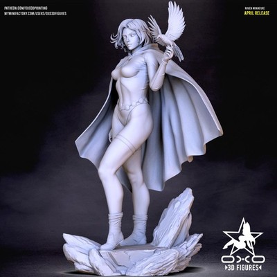  Rabe, 6'' 3D gedruckte Resin Statuette, OXO3D, unbemalt