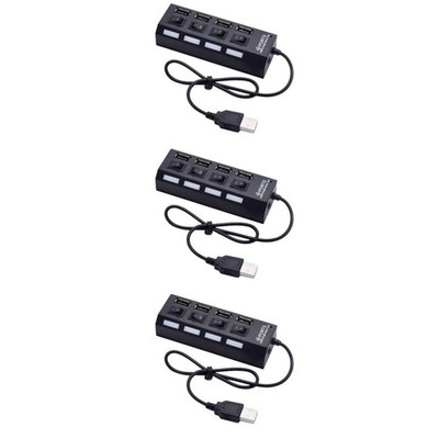 3 stücke USB-Nabe 4-Sockel Unabhängiger Switch USB 2.0-Teiler (schwarz)