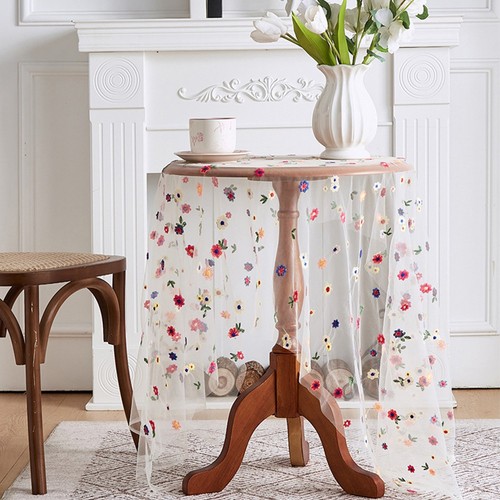 Rustic Style Embroidered Lace Tablecloth for Use on For Dining Bedroom Tables - Picture 2 of 24