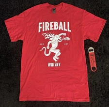 Fireball Whisky Red Hot Promo Bundle – T-Shirt (Size M) + Metal Bottle Opener