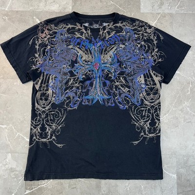 Affliction Graphic Tee Mens XL Embellished Cross Jesse Pinkman Short Sleeve