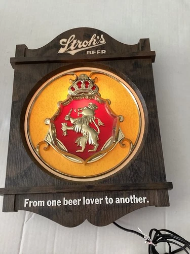 Vintage 1970's Stroh's Beer Lighted Sign "From one beer lover to another"