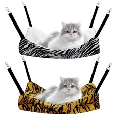 2 Pack Cat Hammock for Cage, Catio Accessories Zebra, Tiger Stripes M
