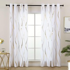 White Privacy Curtains 108 Inches Long 2 Panels Set, Light Filtering Non-See-...