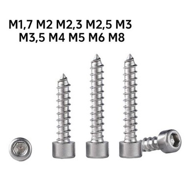 Blechschrauben M1,7 - M8 Zylinderkopfschrauben Innensechskant Edelstahl A2 V2A