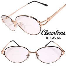 Genuine Vintage Womens Gold Frame Bifocal Reader Oval 1.50 Reading Glasses