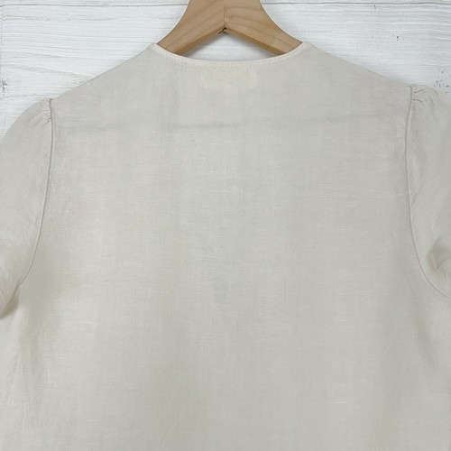 Anthropologie Cloth & Stone Peplum Top XS Linen Blend Preppy Neutral Minimalist - Picture 7 of 16