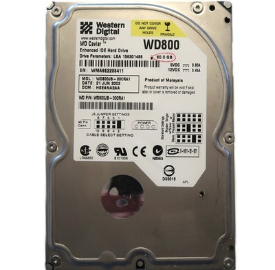 WD WD800JB-00CRA1 HSEANA2AA (WMA8) Malaysia 3.5'' 80gb IDE/ATA HDD JUN/2002