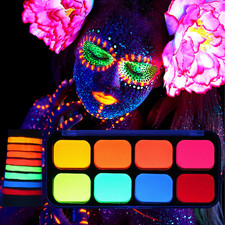 Glow in the Dark Paint UV Face Paint 8 Colors Neon Fluorescent Body Paint Palett