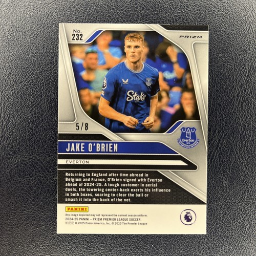Panini Prizm EPL 2024-25 Jake O'Brien Rookie RC Blue Shimmer/8 Everton - Imagen 2 de 2