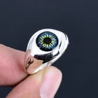 Solid 925 Silver Evil Eye Protection Turkish Good Luck Handmade Jewelry Ring