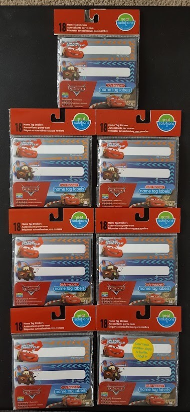 LOT 7 PKG 126 Total NEAT SOLUTIONS CHILDREN Name Tag Sticker Labels DISNEY CARS