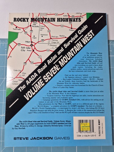 AADA Atlas 7: Mountain West, Car Wars, Steve Jackson Games, VGC - Picture 2 of 10