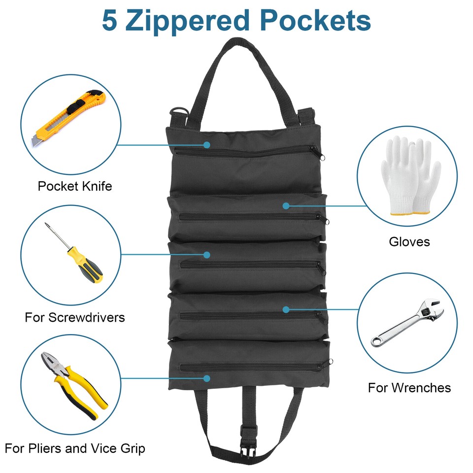 Multi-Purpose Roll Up Tool Bag Wrench Organizer Portable Hardware ...