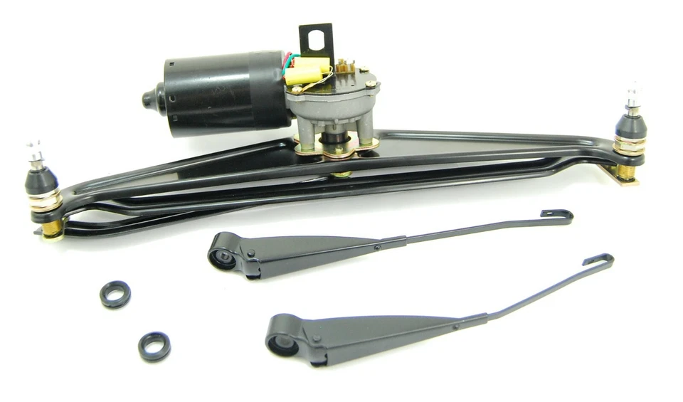 Conjunto de motor de limpador com braços pretos de limpador com ilhós se encaixa tipo 1 bug e super - Imagem 2 de 4