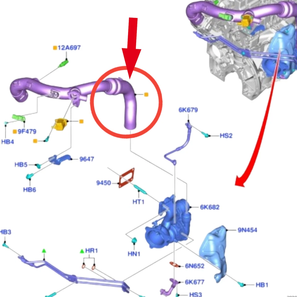 Manguera turbo manguera de aire de carga para FORD KUGA II 1.5 ECOBOOST 2312254-F1F16C646AG - Imagen 4 de 4