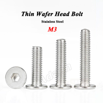 M3 Ultradünne Waffel Flachkopf Schrauben niedrig Innensechskant Edelstahl V2A