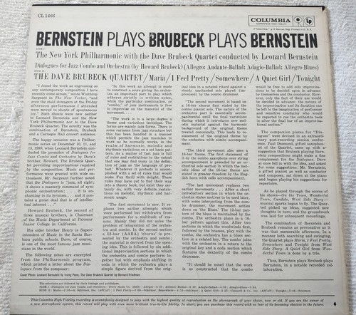 Berstein Plays Brubeck Plays Bernstein. Vinyl LP. - Picture 2 of 4