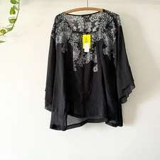 NWT Citron Santa Monica Black White Blouse S