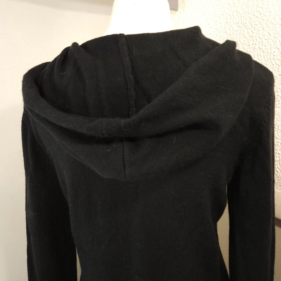 Jones New York Womens Sweater Jacket Sz M Black Hooded Bead Bling Full Zip Soft - Image 3 of 4