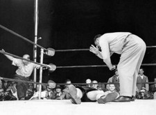 Referee Paul Cavalier stands over boxer Rocky Graziano after he wa .. Old Photo