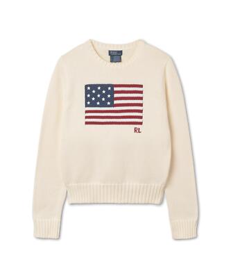 Genuine Polo Ralph Lauren Womens Flag Cotton Crewneck Sweater