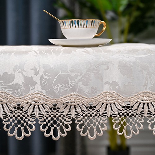 Vintage Embroidered Lace Floral Tablecloth Oval Dining Table Cloth Cover Doily - Picture 26 of 32