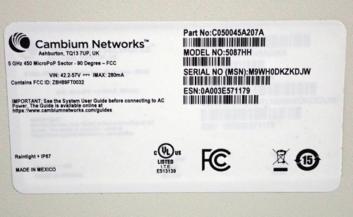 Cambium MicroPoP Wireless Access Point PMP 450 Sector | C050045A207A 5087HH - 第 9/10 張圖片
