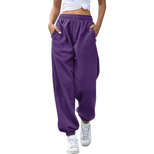 Damen-Jogginghose hoher Bund Training Aktiv Jogginghose Hose Baggy Loungehose - Bild 44 von 57