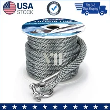Anchor Rope Braided Anchor Line 3/8Inch 50 FT Premium Solid Braid MFP Boat Rop