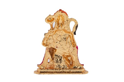 Hanuman Statue Murti Car Golden Metal Small Standing Panchmukhi Hanuman Gemstone - Picture 17 of 21