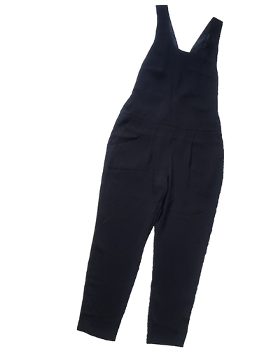 TOPSHOP WOMENS JUMPSUIT SIZE 12 BLACK TAPERED LEG DUNGAREES POCKETS BACK ZIP - Picture 19 of 23