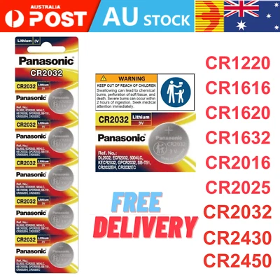 Panasonic Li Battery CR1616 CR1620 CR1632 CR2016 CR2025 CR2032 CR1220  CR2430 3V - image 1 of 4